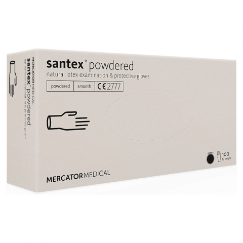 Rękawice lateksowe pudrowane SANTEX rozm M A'100