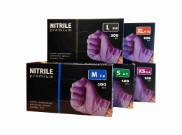 Rękawice nitrylowe PREMIUM bezpudrowe XS A'100